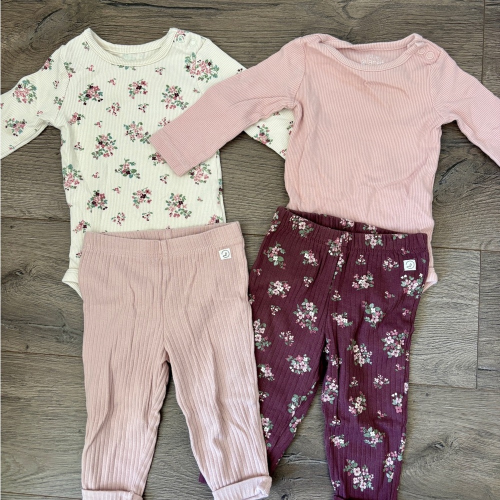 Two Girl’s 6 Month Little Planet by Carter’s Long Sleeve Onesie/Pants Outfits